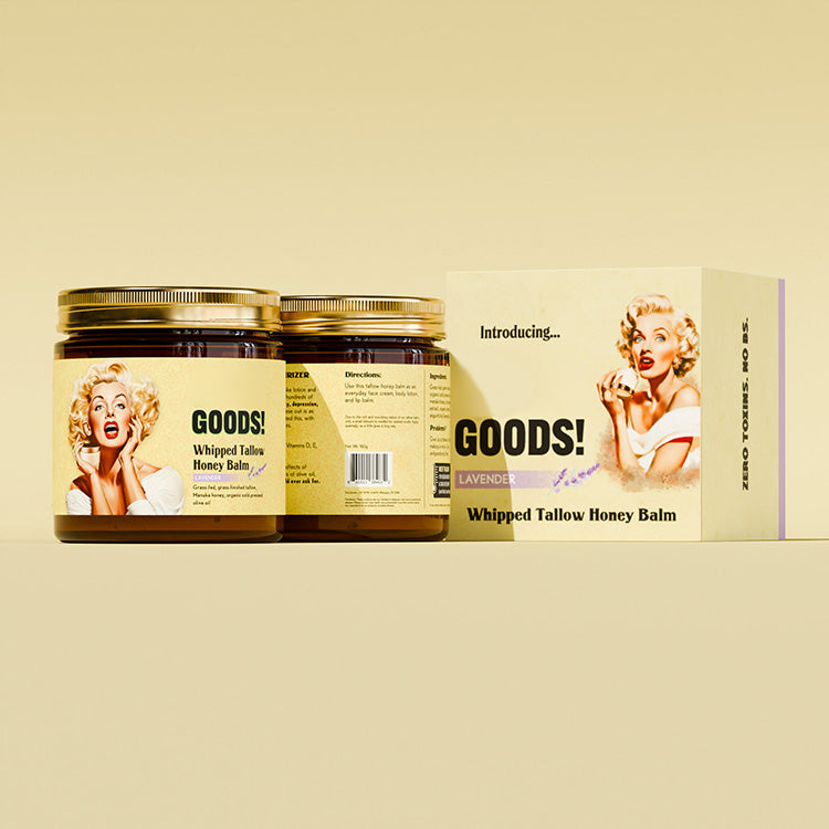 HZA GOODS! Whipped Beef Tallow and Manuka Honey Balm, 4oz, Organic Face Cream, Moisturizer, Body Lotion, Skin Care and Lip Balm
